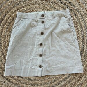 J. Crew A-line Linen Blend Tan skirt Size 6 Office‎ School Cute Classic Neutral